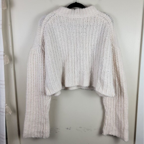 Free People Alpine Snowy Forest Cream Green Wool Blend Pullover Knit Sweater - Picture 6 of 14